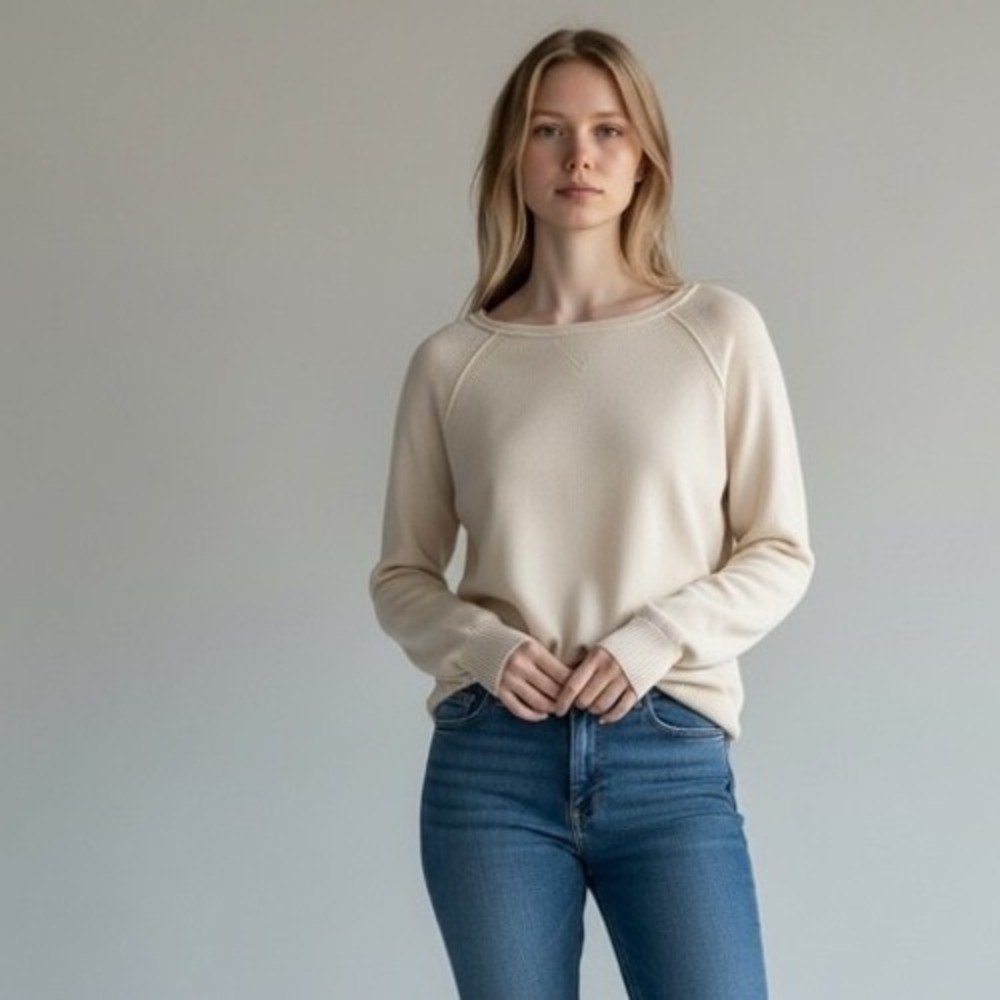 Vintage Givenchy Sport Women Cream Beige Knit Raglan Sweater Logo Size 32